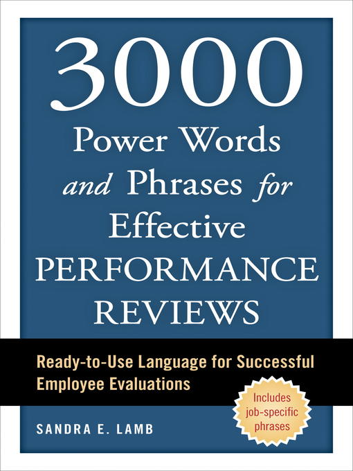 Title details for 3000 Power Words and Phrases for Effective Performance Reviews by Sandra E. Lamb - Available
